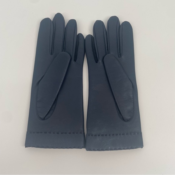 $2FOR$30 Vintage Navy Blue Thick Leather Gloves With Satin Lining - Picture 9 of 12